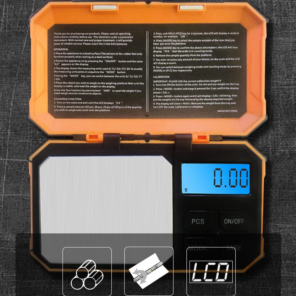 LCD Screen Flip Power-saving Jewelry Scale Electronic Scale High-precision Stainless Steel Scale Surface Scale