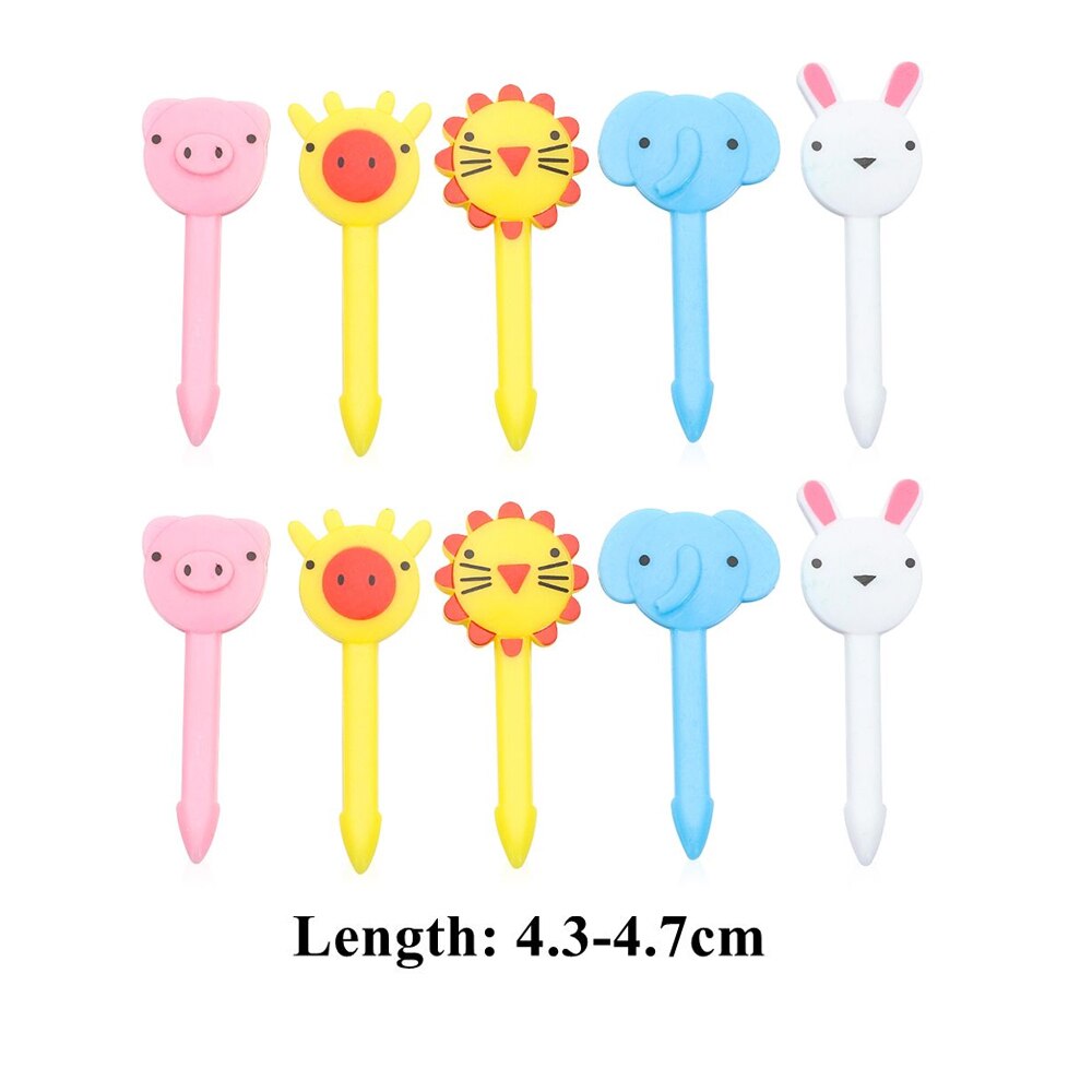6-30PCS Cute Mini Cartoon Animal Farm Toothpicks Reusable Children Fruit Forks Vegetable Crockery Toddler Eating Accessories: 10PCS 4