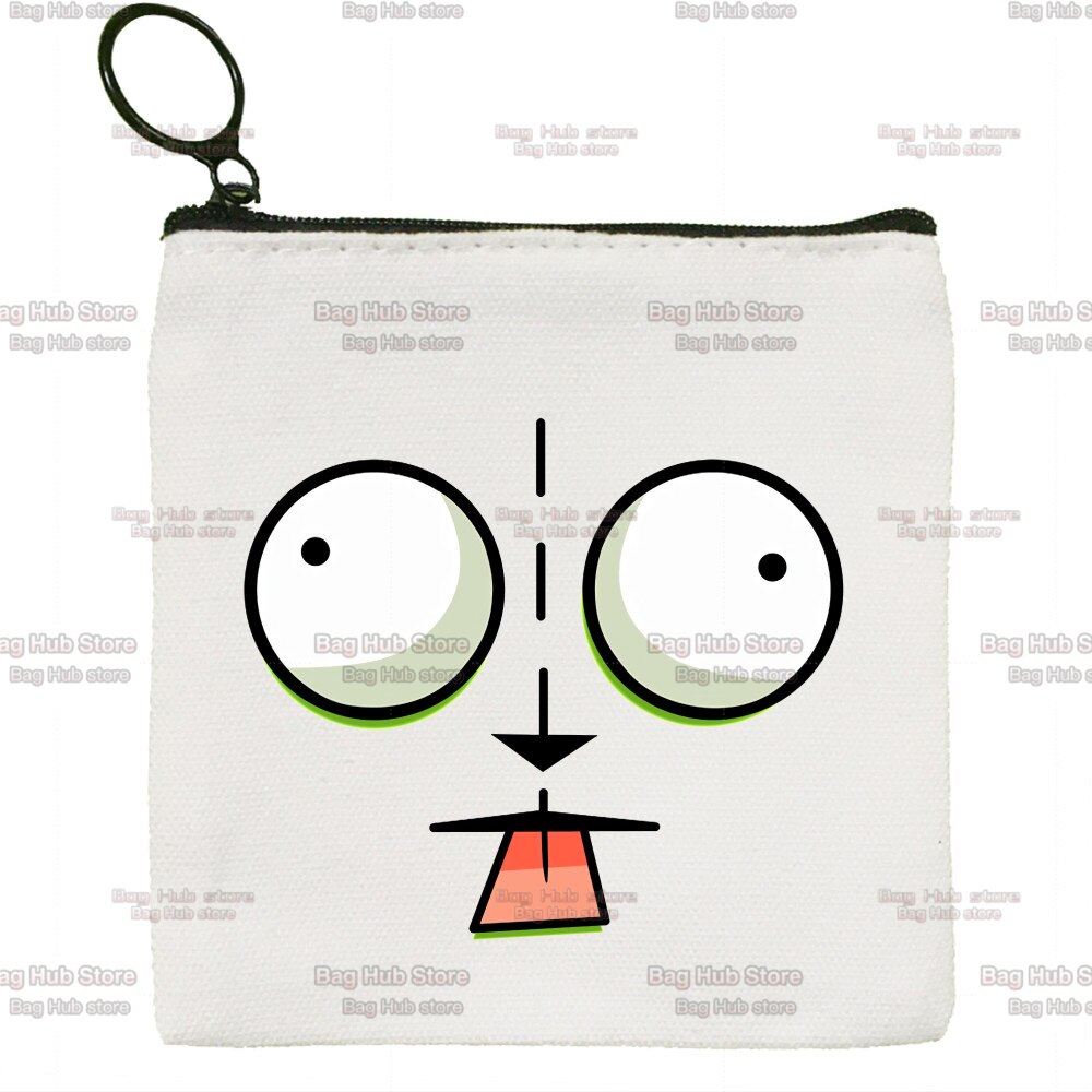 Invader Zim Zim Image Cartoon brezentowa portmonetka z zamkiem błyskawicznym studentka mały uroczy portmonetka szminka torba mała przenośna: N