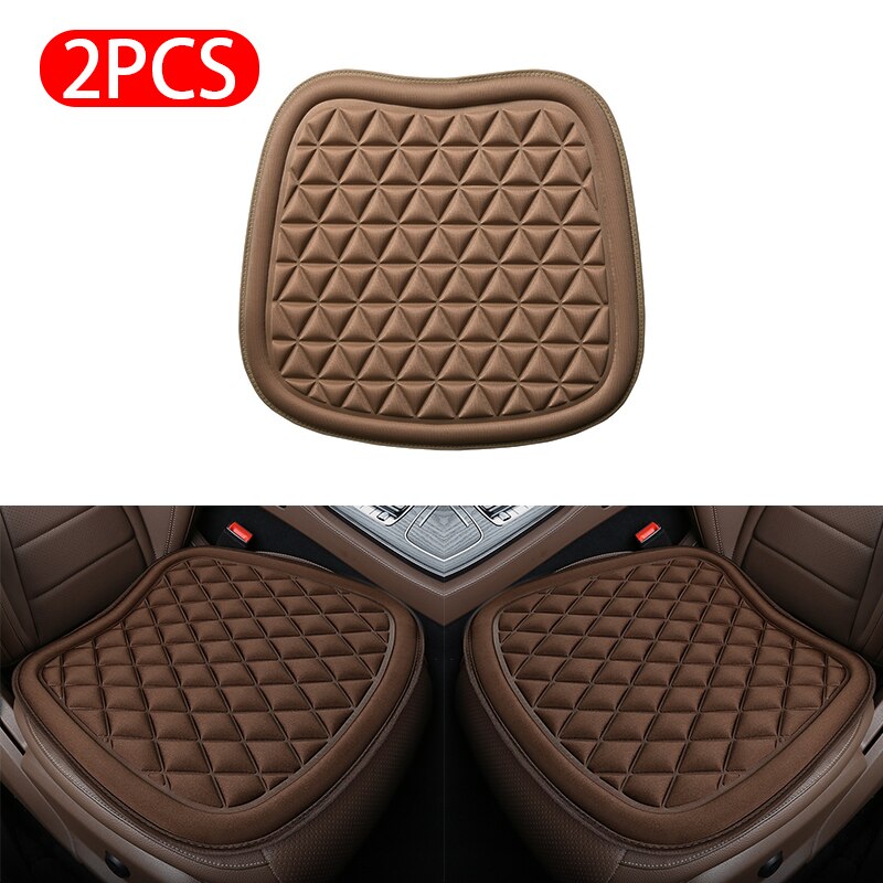 Funda de asiento de coche Universal 3D, cojín de asiento de vehículo, almohadilla de protección de Banco delantero y trasero, Protector de asiento de coche antideslizante para coche de 5 asientos: Coffee Front 2pc