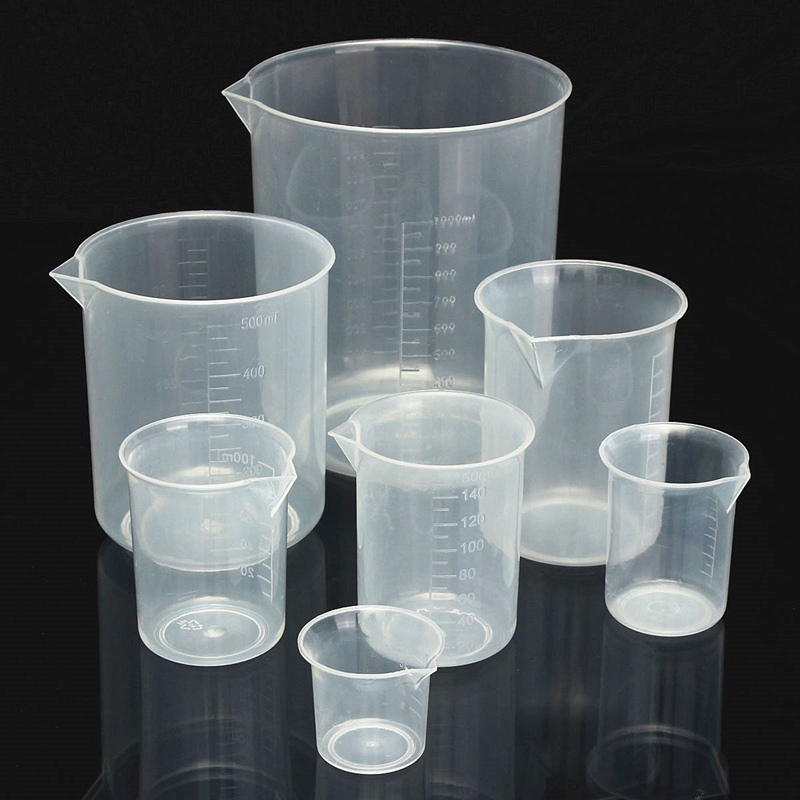 1pc 50 100 150 250 500 1000ml genomskinlig kökslaboratorie-plast graderad volymetrisk bägare behållare mätkopp verktyg