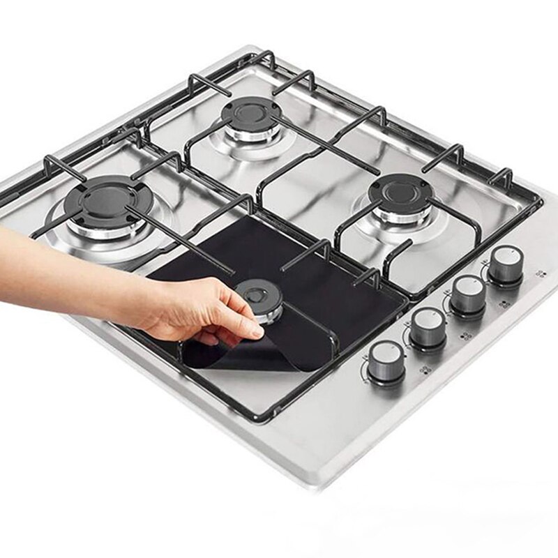 4Pcs Gasfornuis Protectors Herbruikbare Kookplaat Brander Covers Ove Mat Reinigingskussentje Bescherming Pad Voor Gasfornuis Keuken Accessoires