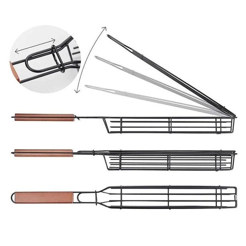 BBQ Grilling Basket Tools Stainless Steel Nonstick Barbecue Grill Basket Portable Mesh Kitchen Tools kitchen accessories Basket