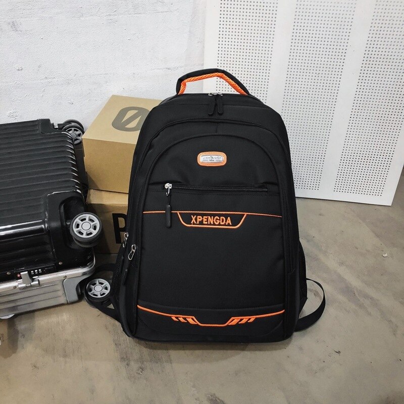 Chłopcy plecak szkolne torby dla nastolatków mężczyźni plecak student czarny nylon o dużej pojemności młodzież zwykły Szkoła Wyższa styl Bagpack duża: Pomarańczowy