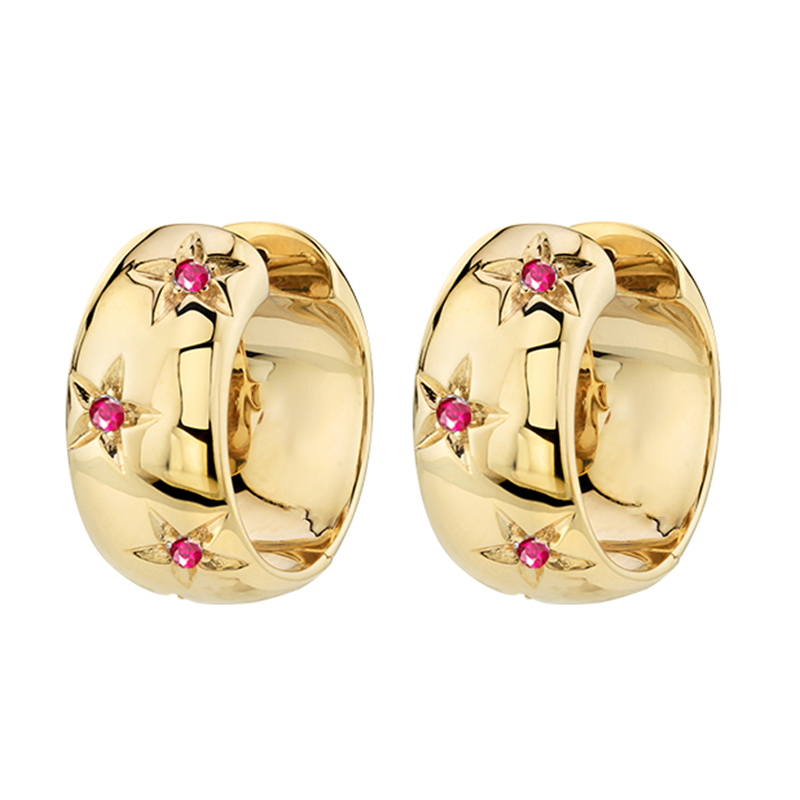 TIANDE-pendientes de aro grandes de Color dorado para mujer, aretes con Piercing circular y estrella de circón fino, accesorios de joyería para: Bañado en rodio de imitación