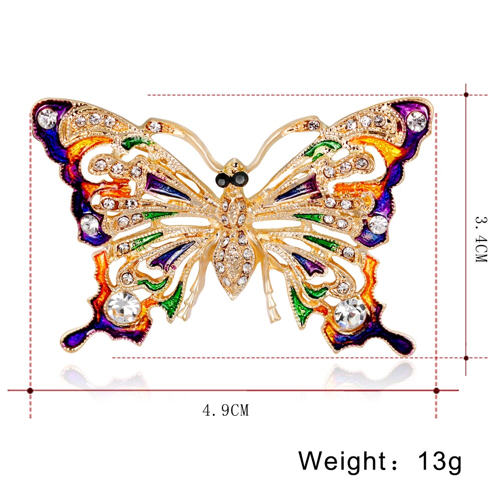 Crystal Butterfly Brooch For Women Brooch Collar Pins Corsage Rhinestone Insect Animal Brooch Badges Jewelry Accessories