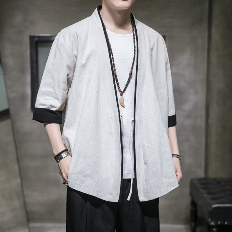 Traditional chinese clothing for men Oriental male bomber jacket kung fu wushu clothing Chinese linen shirts men KK001