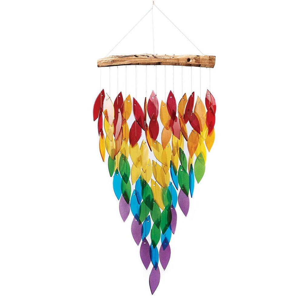 Rainbow Wind Chimes Wall Hanging Exquisite Waterfall Chime Outdoor Maple Leaf Wind Chimes Window Courtyard Gardening Decor