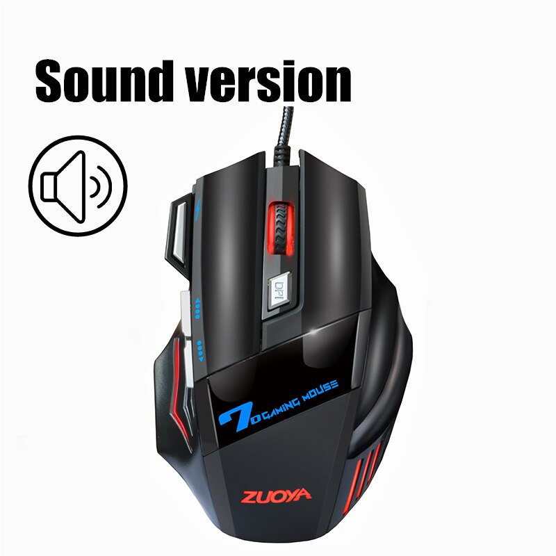 ZUOYA Wired Gaming Mouse 7 Button 5500 DPI LED Optical USB Mouse Mice Game Mouse Silent/sound Mause For PC Computer Pro Gamer: MMR3 Sound black