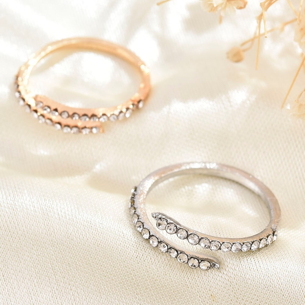 Bague en Zircon incrusté, anneau mignon, ajustable, Double couche, de saint-valentin, tendance