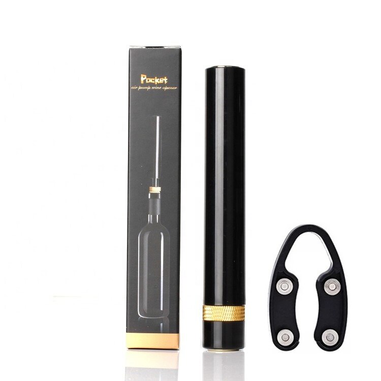 Lufttryk flaskeåbner sæt bærbar manuel proptrækker vin vakuumprop hælde folie skære kit køkken gadgets til hjemmebrug: Guldåbner sæt 1