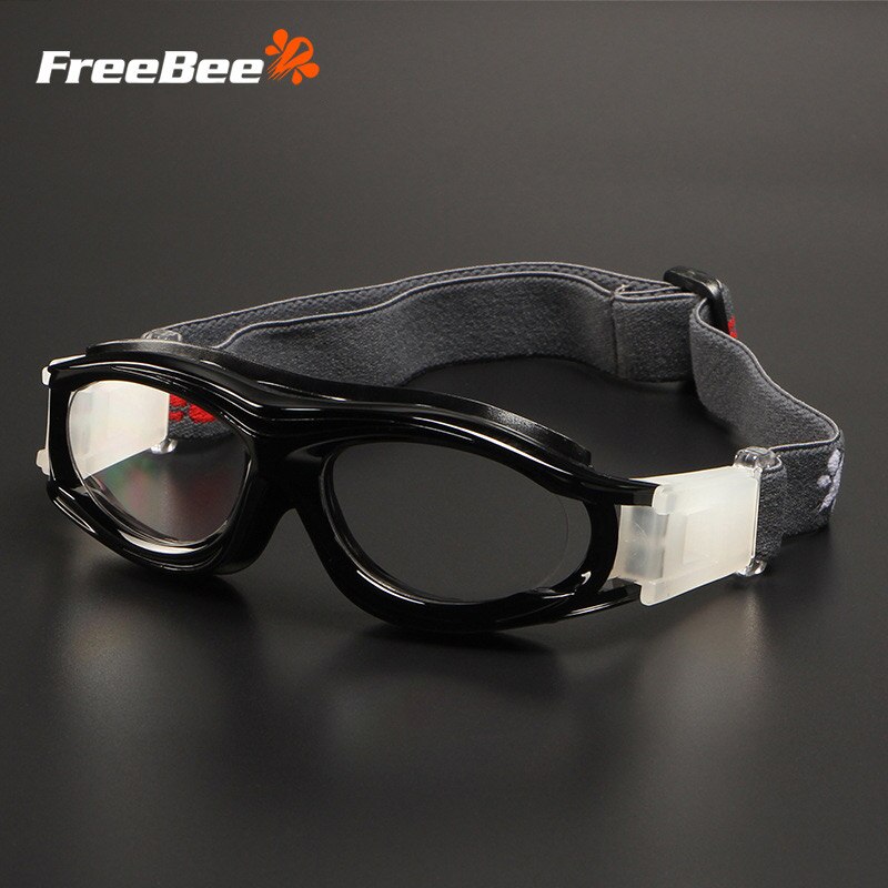 Freebee sikkerhedsbriller til børn anti-stødsikker stødsikker sport basketball fodbold briller pc linse beskyttende briller: Sort