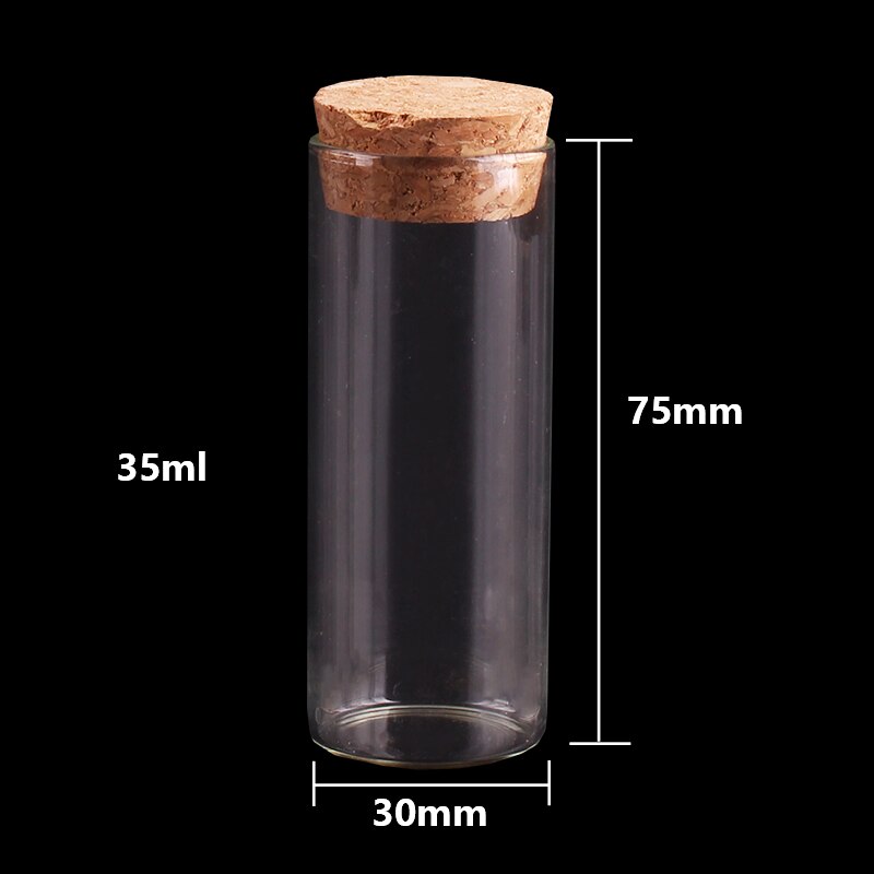 Dia 30mm: 15ml 25ml 30ml 35ml 40ml 50ml 60mlTransparent Glass Test Tube Vials Terrarium with Cork Stopper Glass Container 24pcs: 35ml