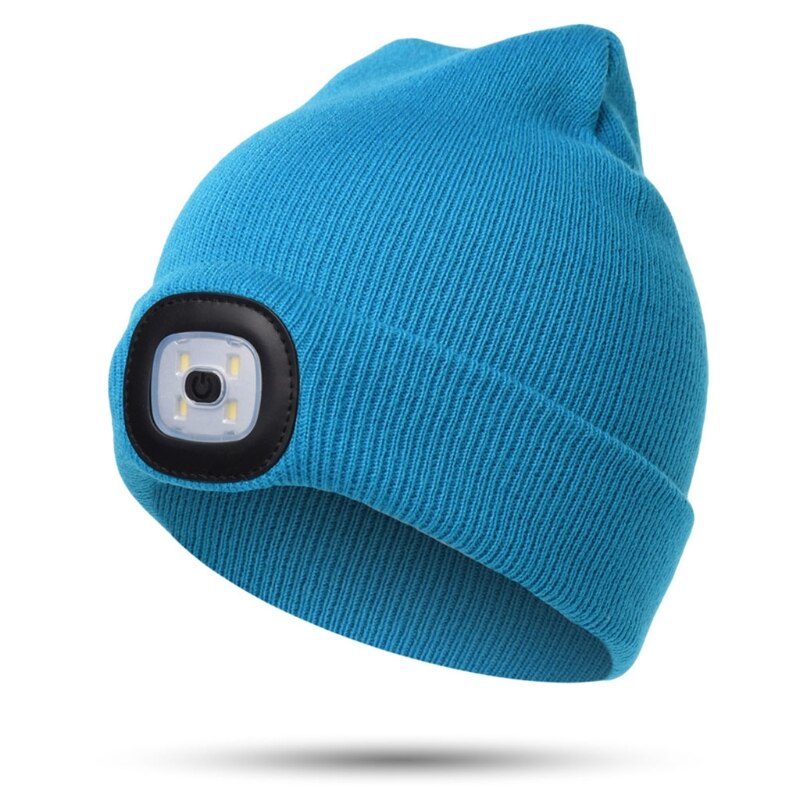 Gorro con luz LED recargable por USB para niños, gorro con 4 luces LED para iluminación nocturna, de alto brillo, ropa Ultra suave: LB