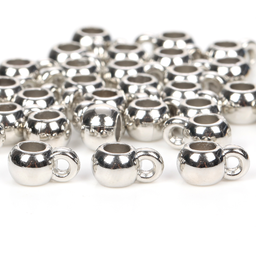 Abalorios CCB de agujero grande para fabricación de joyas, 50 piezas, conector espaciador, suministros, accesorios, 5x9mm: Negro