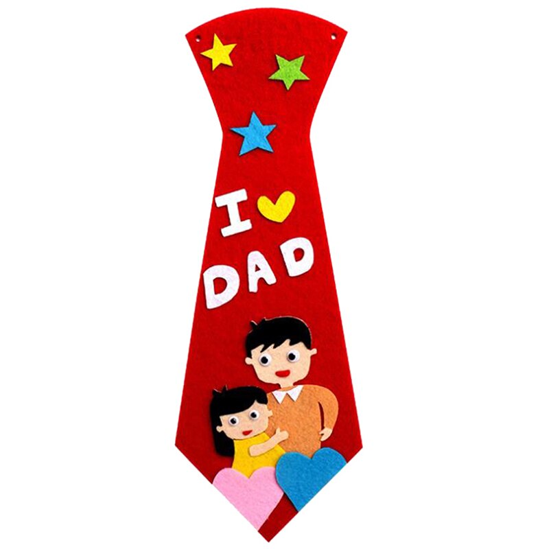 Scuola materna Ci Sono Un Sacco di Arti Mestieri Fai Da Te Giocattoli Papà cravatta Artigianato Bambini Educativi per I Giocattoli Dei Bambini del Regalo Della Ragazza/Ragazzo Di Natale regalo: rosso