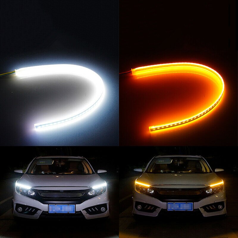 DC 12V LED Strip Lights Replacement 30cm Slim Amber Sequential Turn Signal Headlight