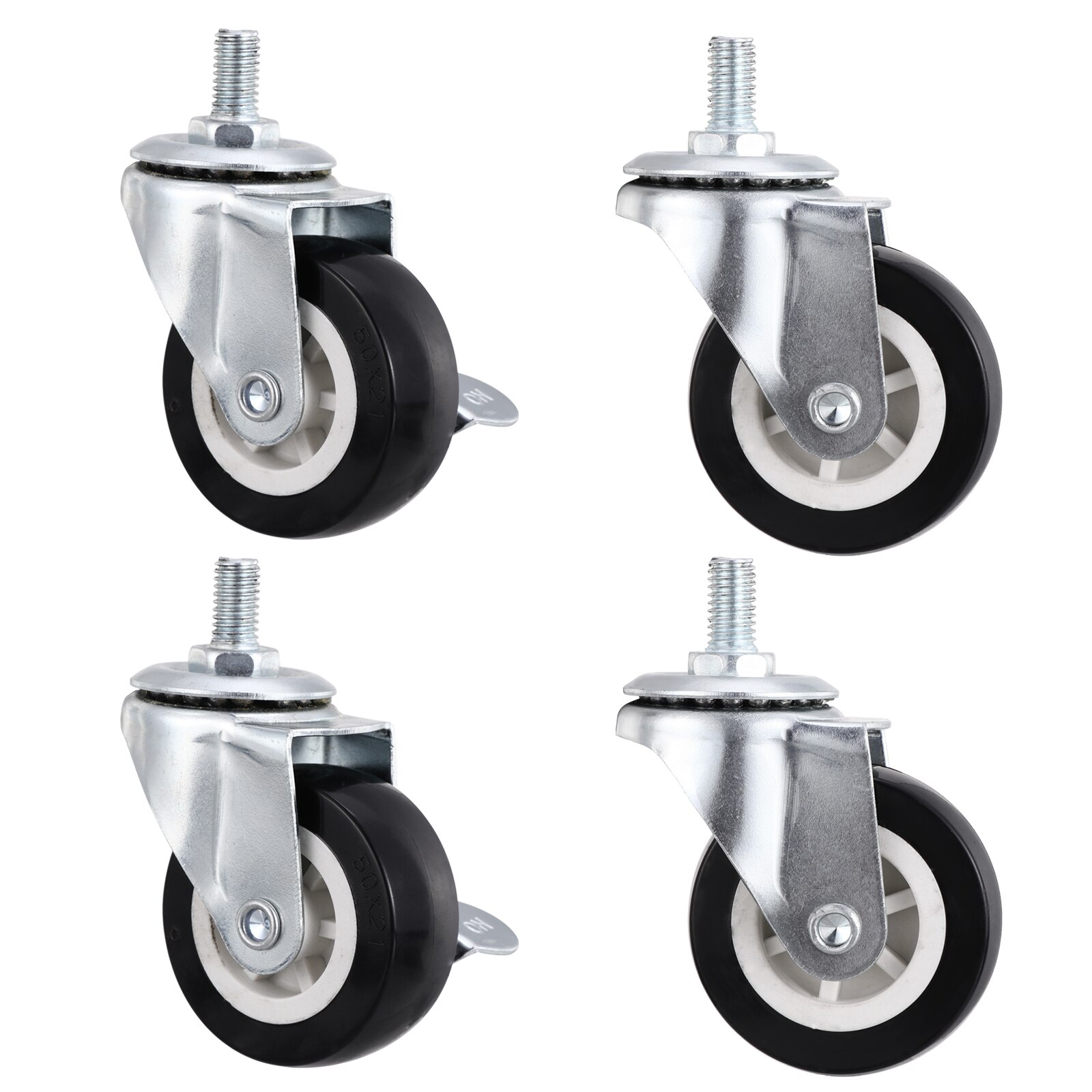 4Pcs Heavy Duty 2 Inch Zwenkwiel Wielen Geruisloze Industriële Wielen: Default Title