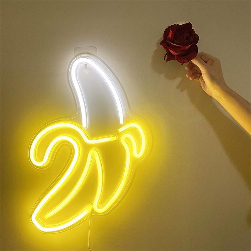 Wanxing Banaan Led Neon Light Sign Usb Batterij Aangedreven Muur Neon Verlichting Voor Slaapkamer Party Decoratie Nacht Lamp