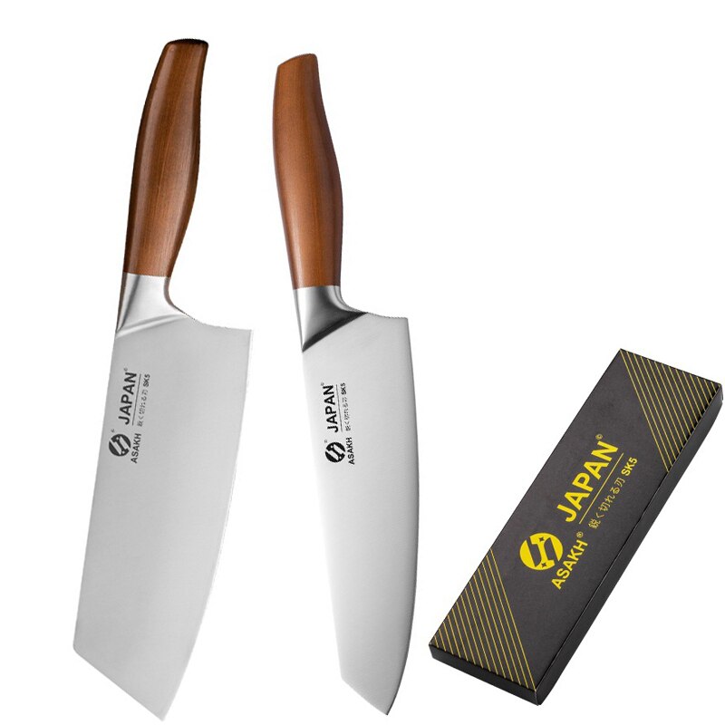 Roestvrij Staal Japanse Keukenmes Hakken Dual-Purpose Koksmes Slagersmes Slagersmes Vlees Cleaver Koken Gereedschap: Style B-C with box