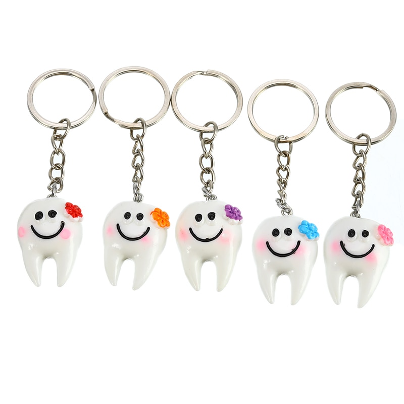 1/5/10 Stuks Dental Simulatie Hanger Tand Sleutelhanger Mooie Cartoon Dental Decoratie Tandheelkundige Accessoires Kliniek Relatiegeschenken