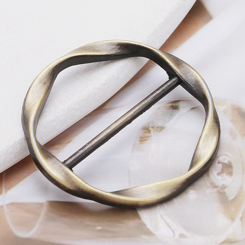 Hebillas de Metal simples para mujer, hebilla de nudo para esquinas de camiseta, cinturón, hebilla ajustable y cierre decorativo para bufanda, 1 Uds.: Níquel negro