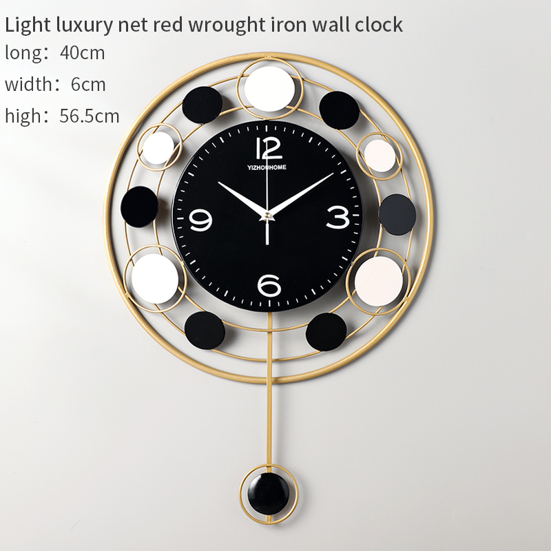 Modern Metal Iron Wall Hanging Clock Living Room Corridor Hotel Home Decoration Crafts WALL CLOCK: black  clock