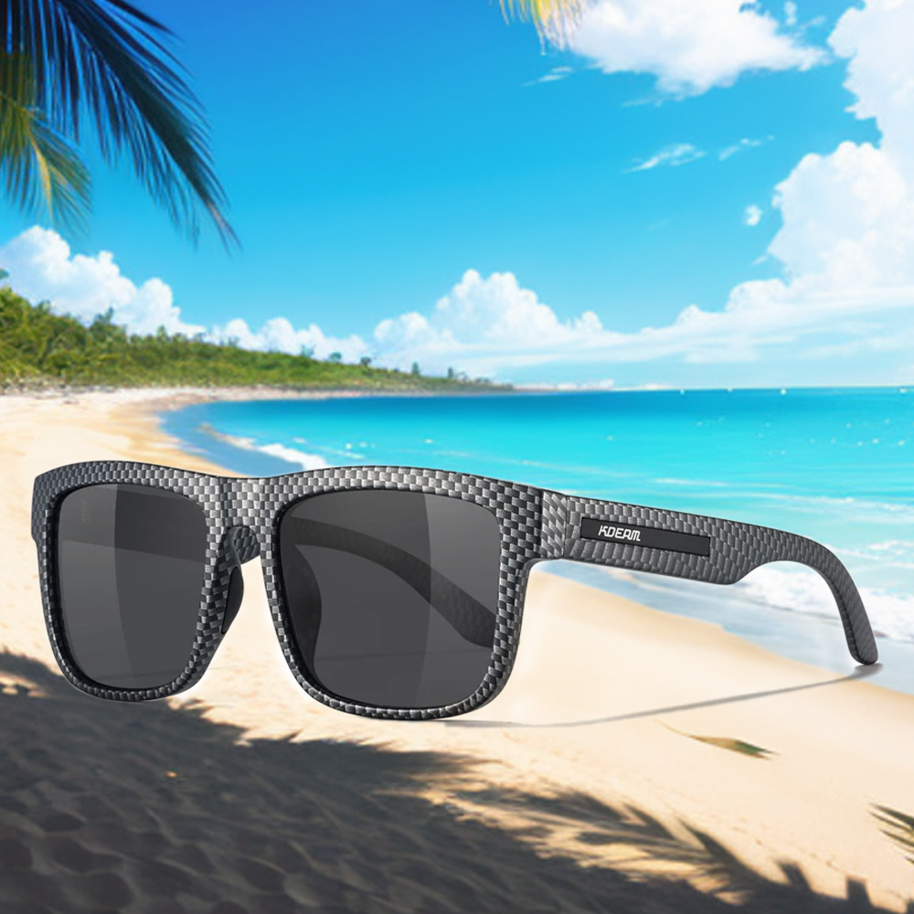 KDEAM Polarized Sunglasses For Men White Frame UV400 Protection Lens Black Driving Sun Glasses Fishing Eyewear
