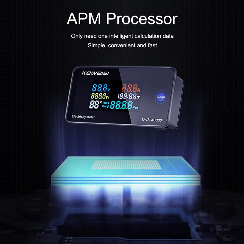 AC 50-300V 0-100A Power Energy Meter Voltmeter Ammeter kWh Digital AC Electric Monitor Panel Meter with Reset Function