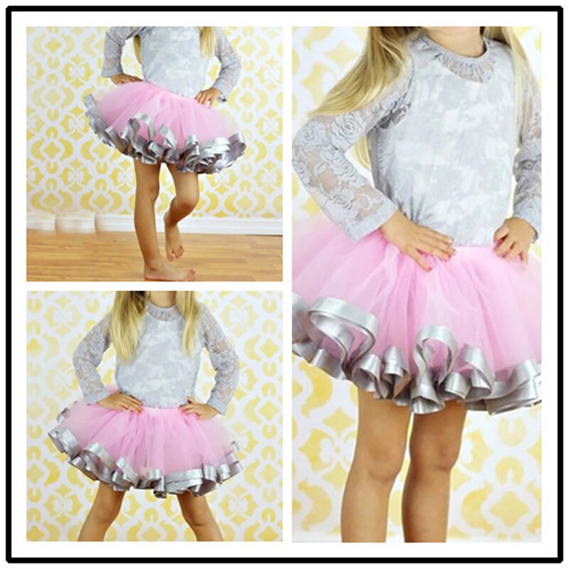 Jupe Tutu en Tulle rose pour filles | Jupes coupées avec ruban, adaptées pour 2-8 ans, cousue sur le bas, jupes de fête de danse pour filles, tendance