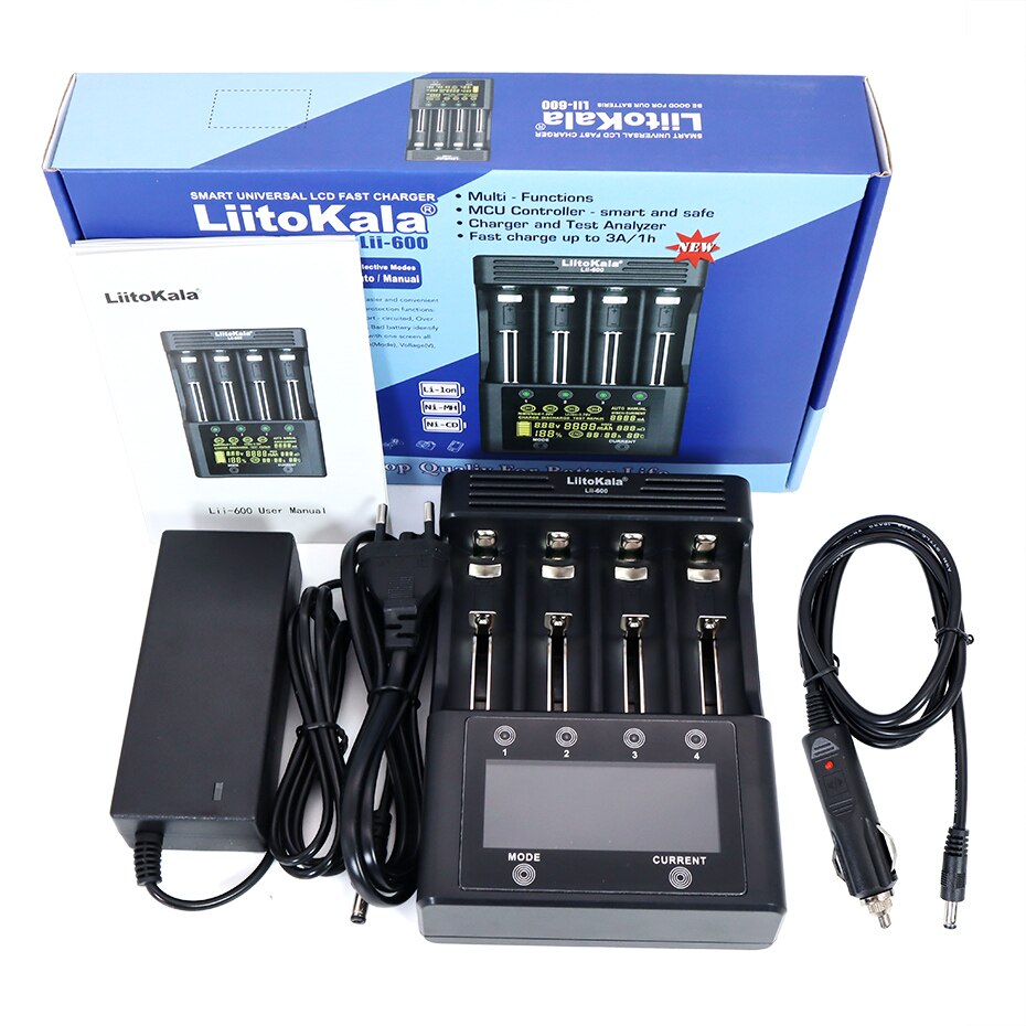 LiitoKala Lii-PD4 Lii-S8 Lii500s Lii600 battery Charger for 18650 26650 21700 18350 AA AAA 3.7V/3.2V/1.2V/ lithium NiMH battery: Lii-600 Charger / EU