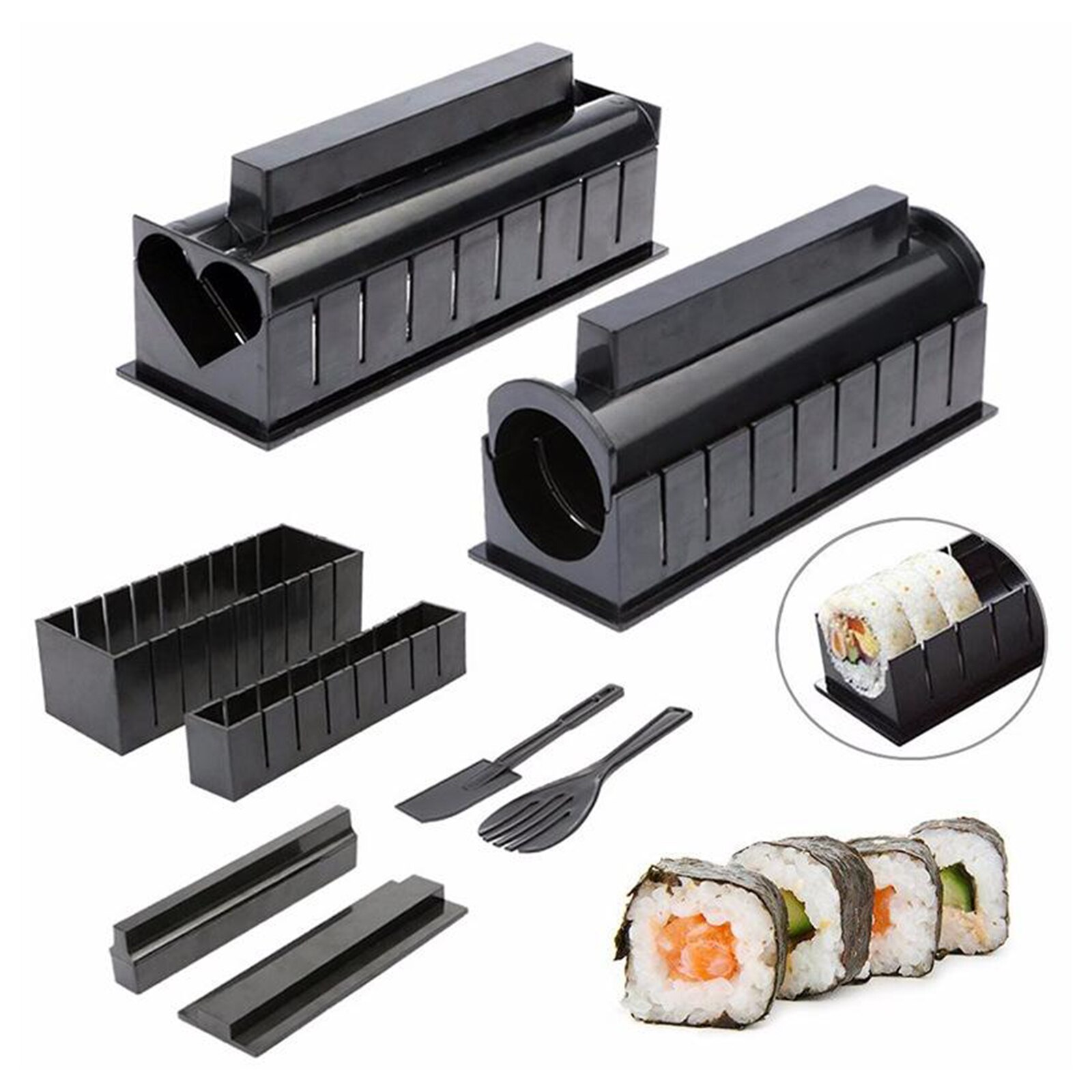 11 Stuks Sushi Maken Kit Voor Beginners, Plastic Sushi Maker Tool Huishouden,