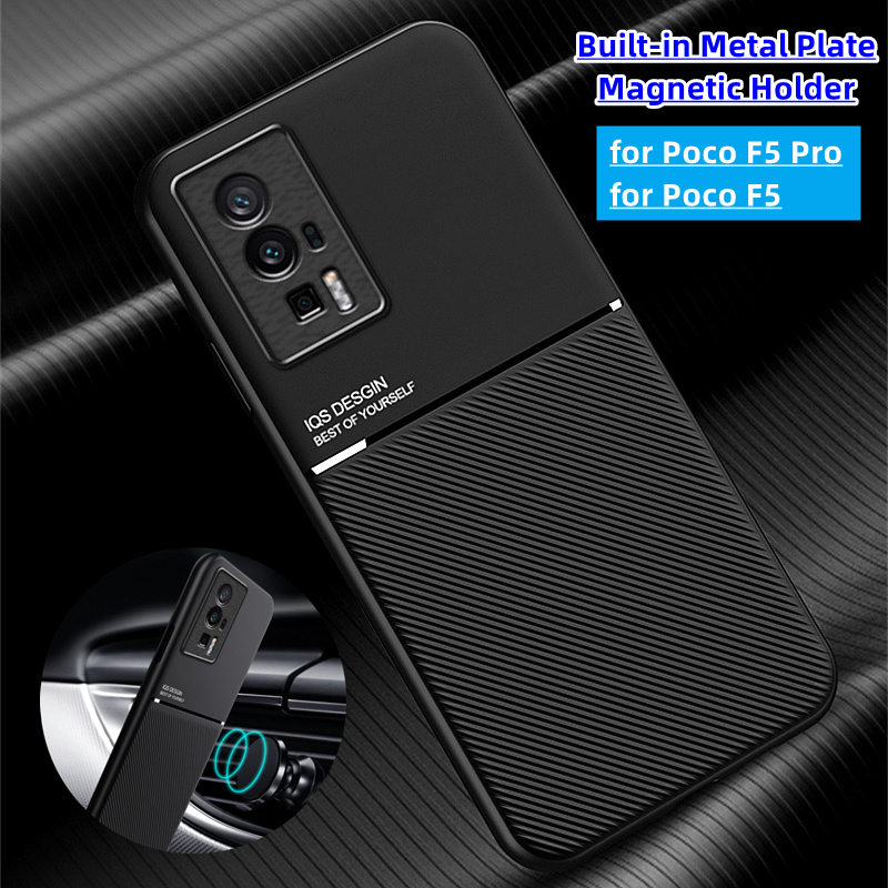 För xiaomi poco  f5 pro 5g fodral läder bilmagnetiskt hållare fodral pocof 5 poxo poco little  f5 f 5 pro 5g silikon stötsäkert skal