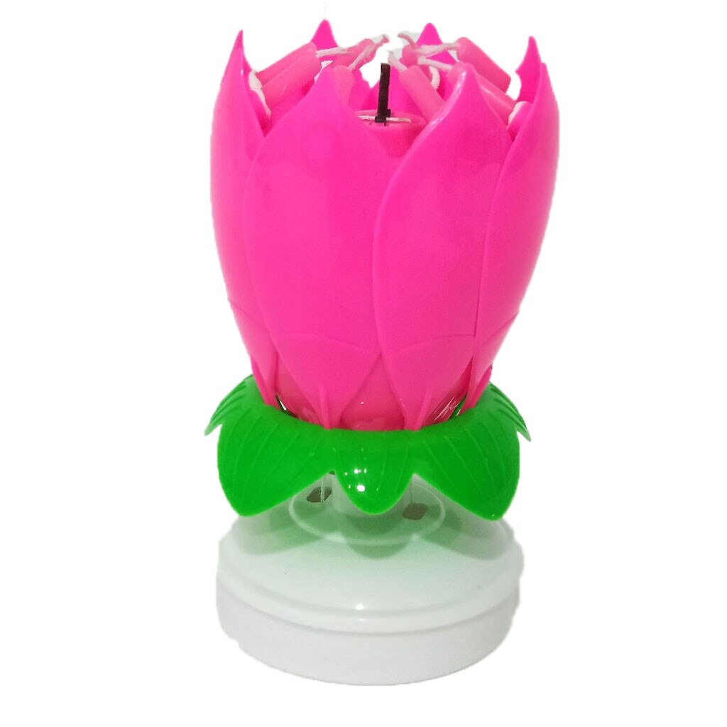 Innovative Party Cake Candle Musical Lotus Flower Rotating Happy Birthday Music Candle Light Party DIY Cake Decoration 1PC: E