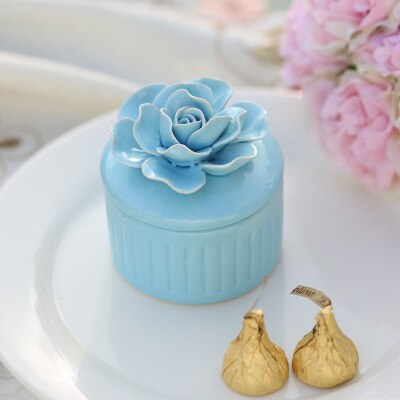 Exquis Rose pot de stockage en céramique artisanat boîte à bijoux mariage boucle d'oreille collier réservoir de stockage sucre bonbons boîte conteneur: 4