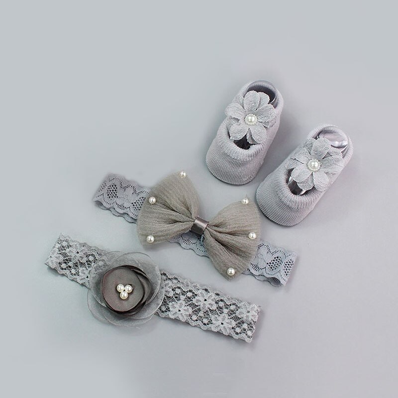 4 sæt nyfødt baby pige pandebånd søde blomster krone sløjfer prinsesse baby pandebånd småbørn spædbarn hår tilbehør fødselsdag: Sæt 4 no æsker