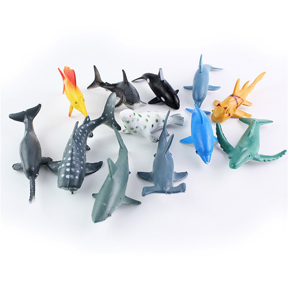 24Pcs Ocean Sea Life Simulatie Diermodel Sets Walvis Schildpad Krab Dolfijn Actie Toy Figures Kinderen Educatief Speelgoed # YL10