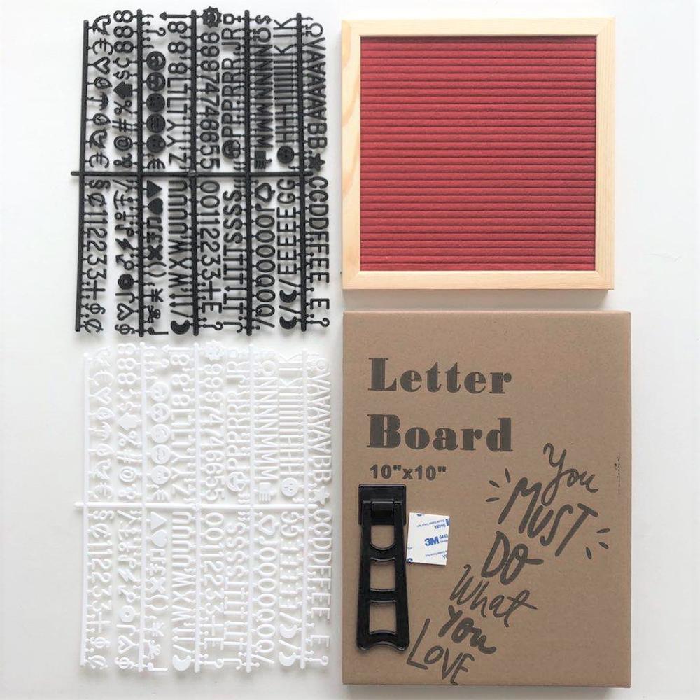 Felt Letter Board Wooden Frame Message Board Letter Changeable Symbol Bulletin Presentation Office Home Decorative Boards Crafts: red