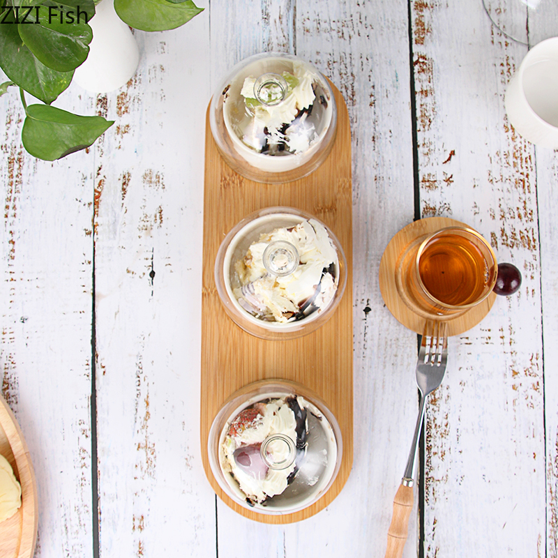 Japanese-style Ceramics Fruit Dessert Plate 2 / 3-piece Set with Lid Sugar Bowl Dessert Platter Home Creativity Tableware