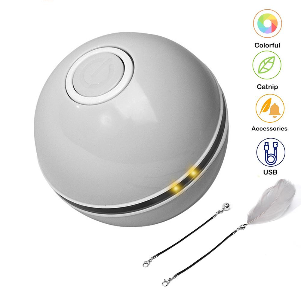 Balle rotative à LED pour chat, jouet intelligent et interactif, coloré, Rechargeable par USB, accessoire électronique pour chaton: Gray