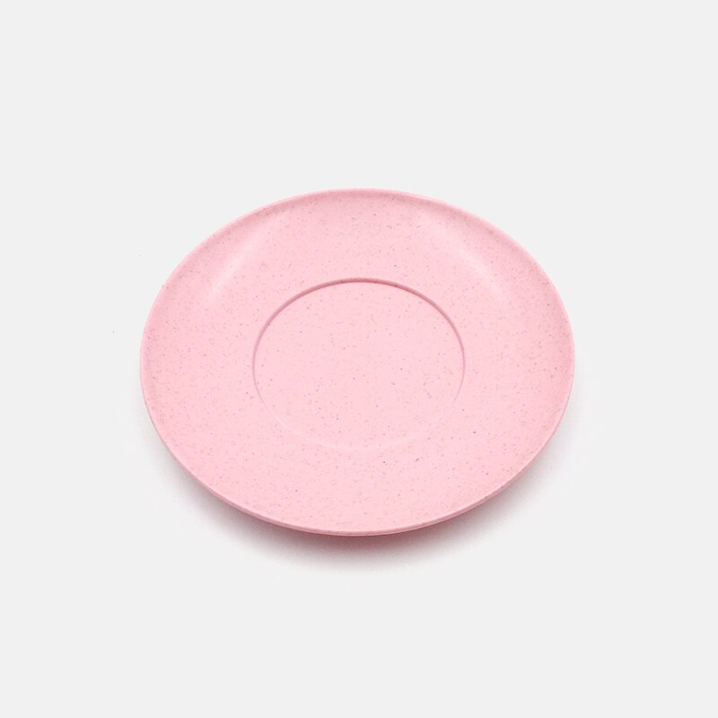 Ménage fruits fourchette vaisselle riz bol en plastique plaque paquet unique bol de céréales blé paille bol tasse: C pink