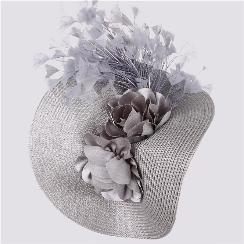 Retro fjær overdrevet topp hatt stråhatt qipao show ytelse catwalk lue blomst hodeplagg bryllup hatter og fascinatorer