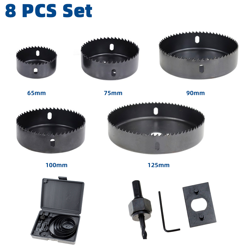 Hout Boor Set 8/11/16/19Pcs Gatenzaag Boor Cutter Carbon Staal Houten Kern boor Hole Cutter Boren: 8PCS