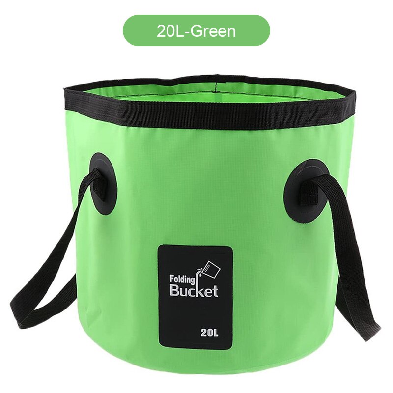 20L 12L Folding Bag Water Bucket Storage Container Water Carrier Waterproof Bags Portable For Outdoor Fishing Hiking Camping: Green 20L