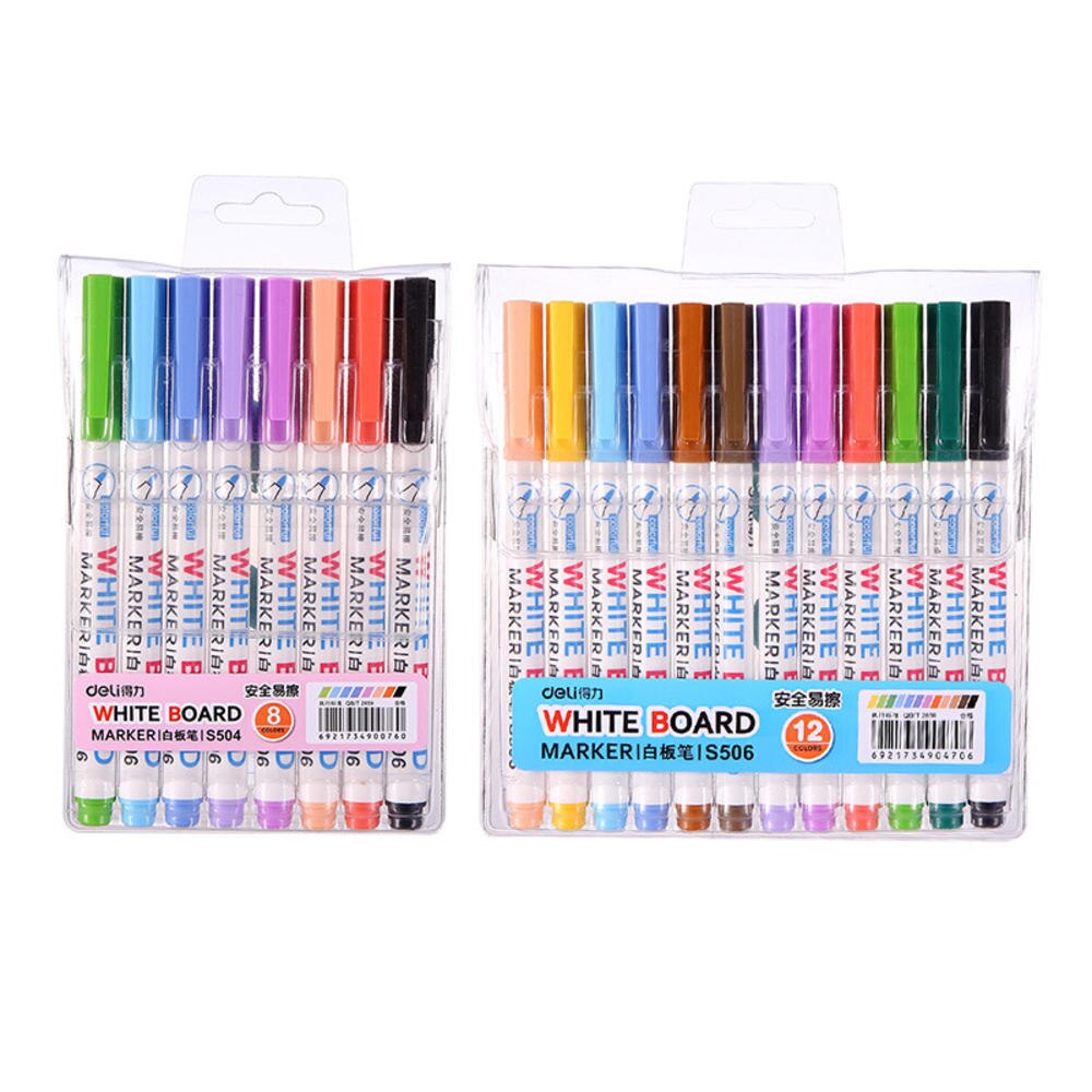Multi 12 Color Whiteboard Pen Set Erasable Marker Pen for White Board Glass Kids Drawing Office Meeting School Teacher