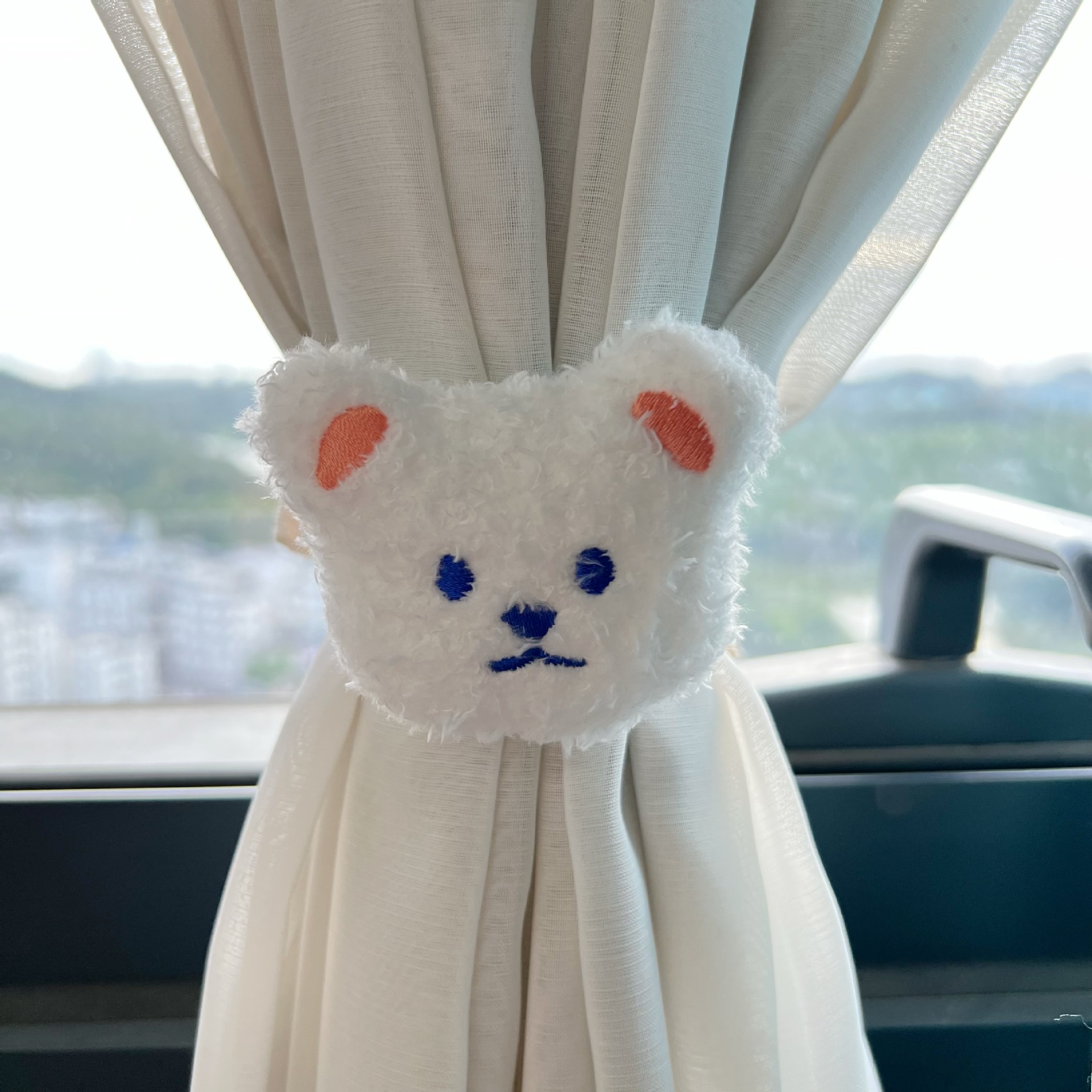 Rideau à fleurs ours Kawaii, boucle suspendue, accessoires de rideau, décoration de maison, corde à cravate: Violet