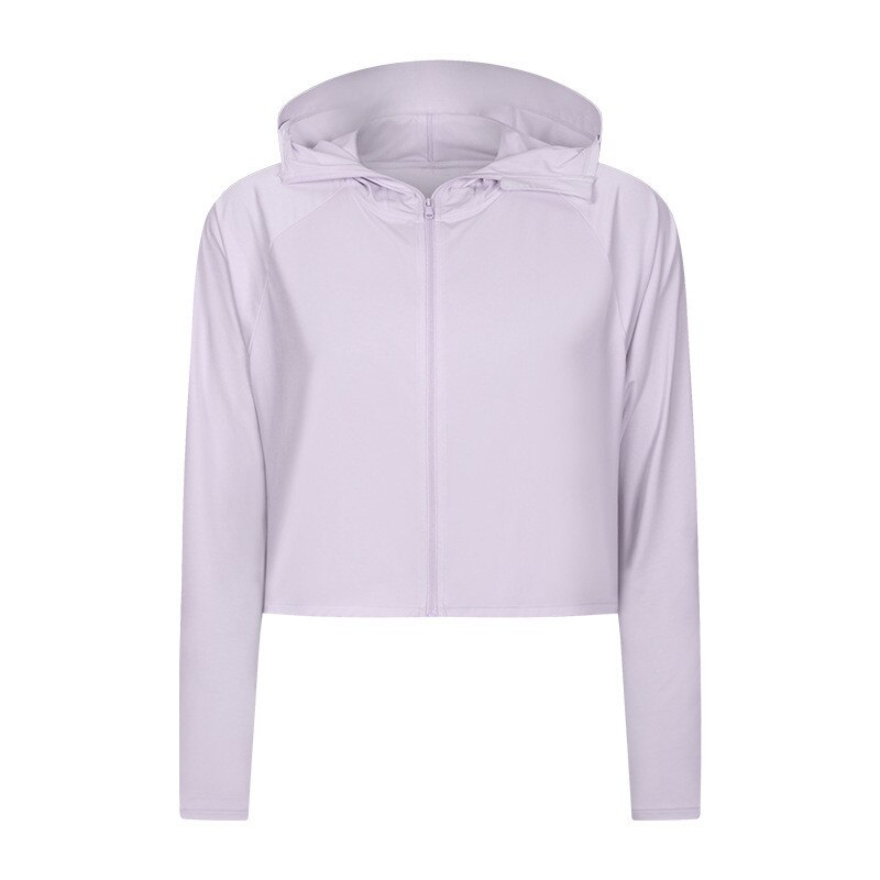 Feste Farbe Lange Hülse Mit Kapuze Yoga Hemd Sonnenschutz Kleiden Frauen Abschnitt Uv Schutz verlieren Eine Größe Schutz Hemd Hütte: Blume Violett