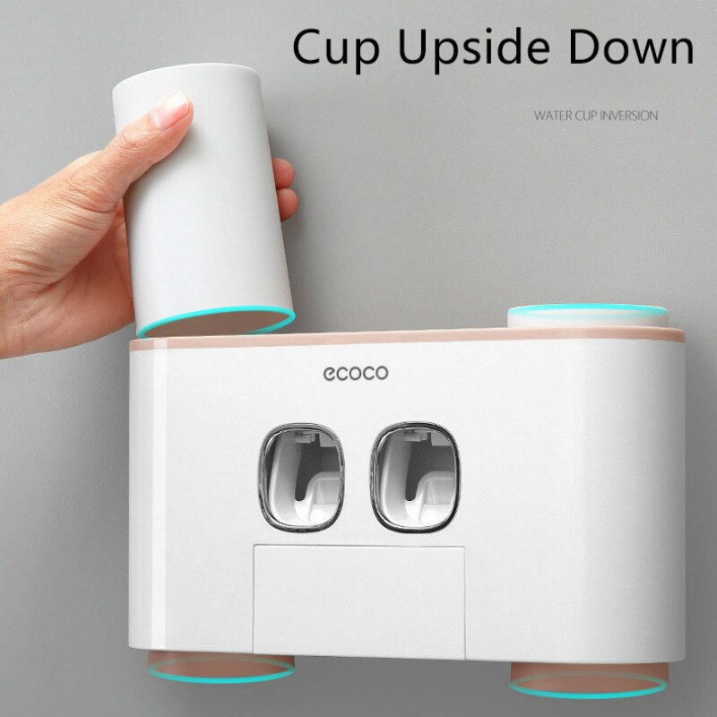 Automatic Wall Mount Toothbrush Holder Toothpaste Squeezer Dispenser Bathroom Accessories Set Toothbrush Holder Cup Storage Rack