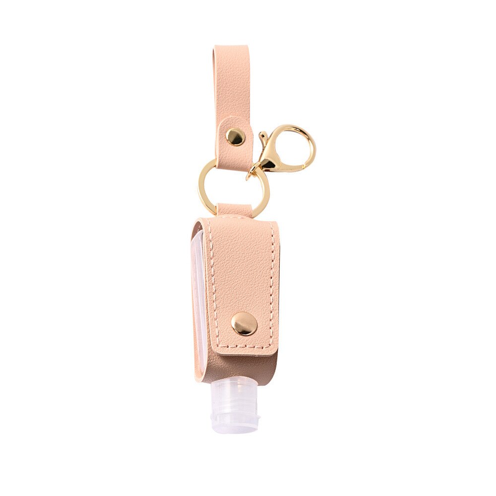 Porte-clés de Gel hydroalcoolique 30ml, étui de désinfectant pour les mains, Mini bouteilles de Gel hydroalcoolique Portable, étui en cuir, porte-clés de santé: Rose