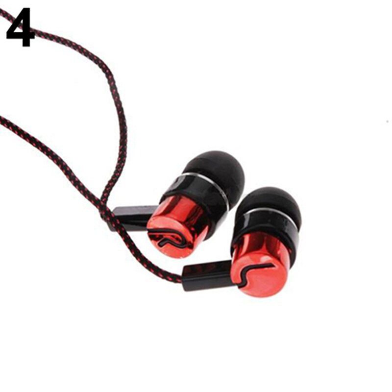 3.5mm in-ear oordopjes met draad, stereo gevlochten kabel, oordopjes, hoofdtelefoon voor iphone, samsung, kantoortelefoon, muziekbenodigdheden: Rood